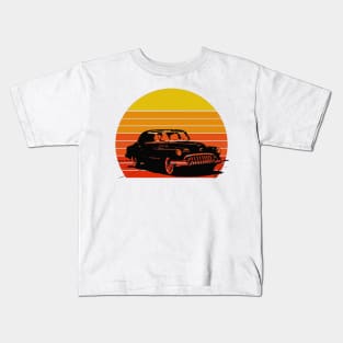 Vintage car Sunset retro Kids T-Shirt